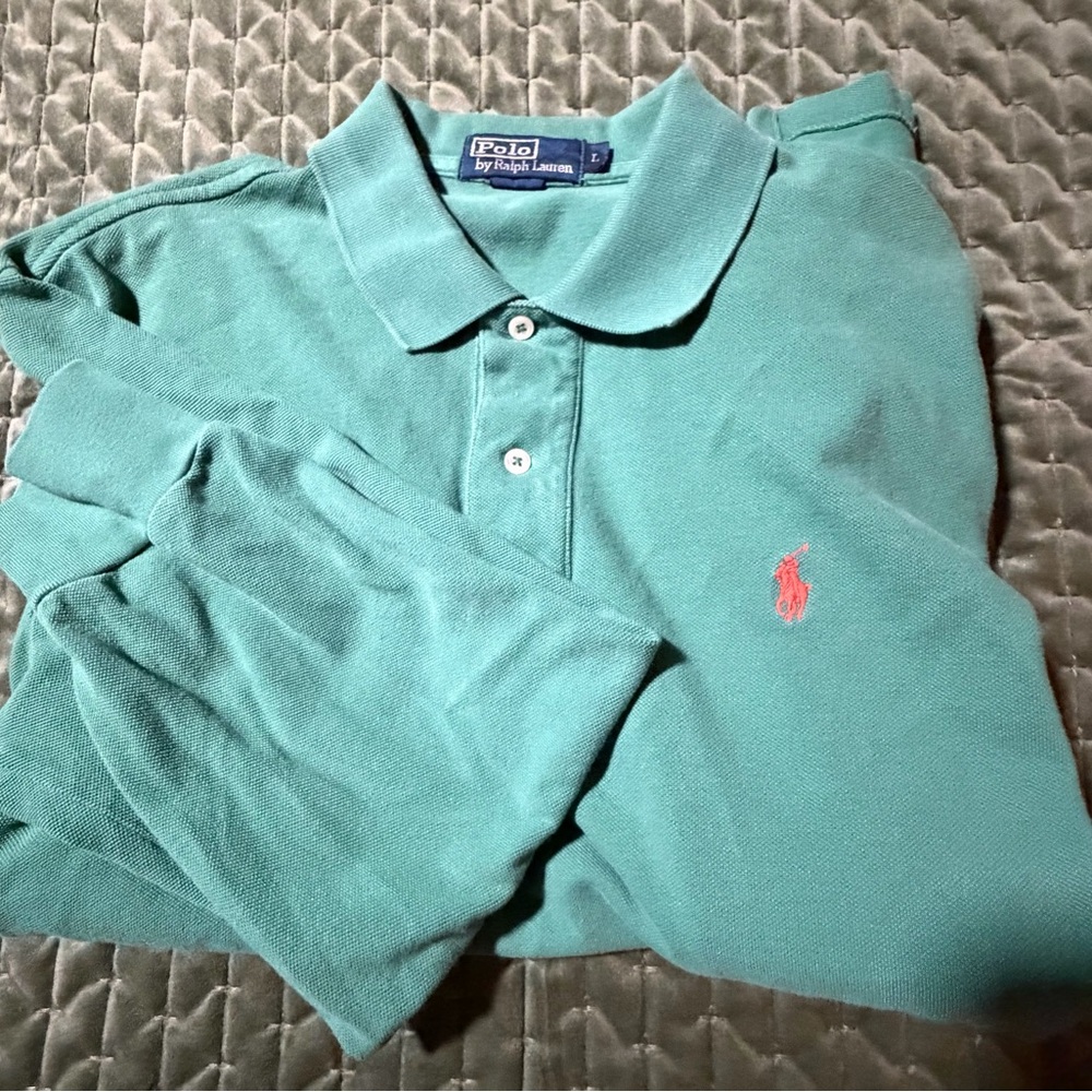 Polo by Ralph Lauren green blue long sleeve‎ polo shirt size large